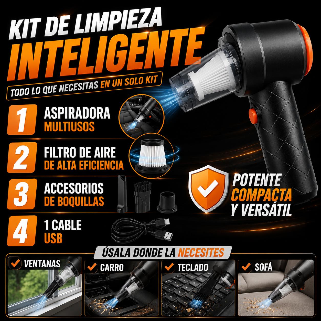 Mini aspiradora inalámbrica + OBSEQUIO ESPECIAL Filtro purificador de agua