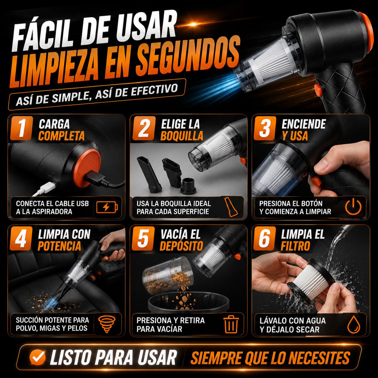 Mini aspiradora inalámbrica + OBSEQUIO ESPECIAL Filtro purificador de agua